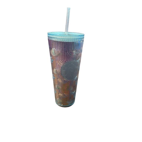2022 Starbucks Mermaid Blue Green Iridescent Rainbow Clear Venti Tumbler Cup - Picture 2 of 6